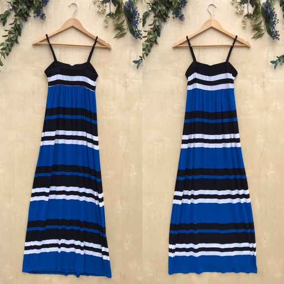 INC Striped Maxi Spaghetti Strap Dress - Picture 1 of 8